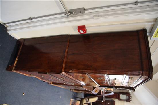 An early 18th century walnut chest on chest, W.3ft 5in. D.1ft 9in. H.6ft 3in.